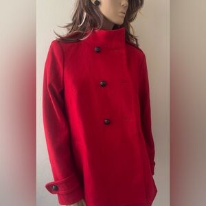 Banana Republic Vibrant Red Pea Coat